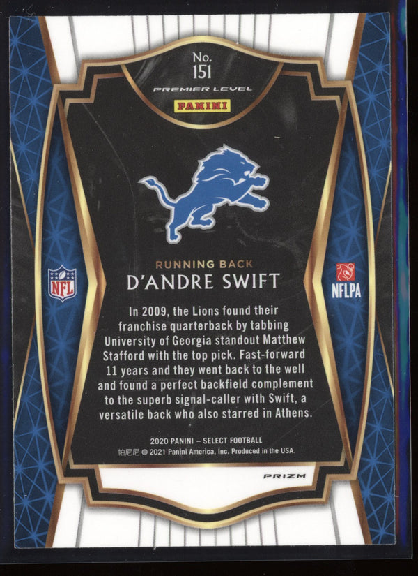 D'Andre Swift 2020 Panini Select Premier Level Silver RC