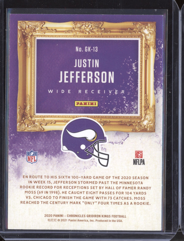 Justin Jefferson 2020 Panini Chronicles GK-13 Gridiron Kings RC