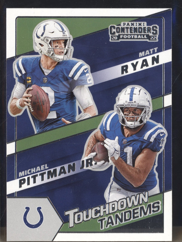 Matt Ryan Michael Pittman Jr 2022 Panini Contenders TDT-IND Touchdown Tandems