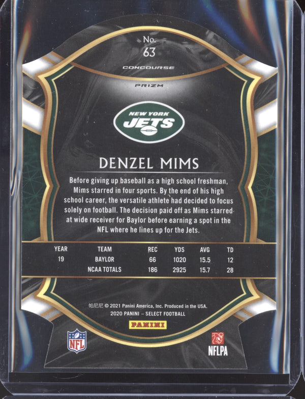 Denzel Mims 2020 Panini Select Concourse Neon Green Die Cut RC