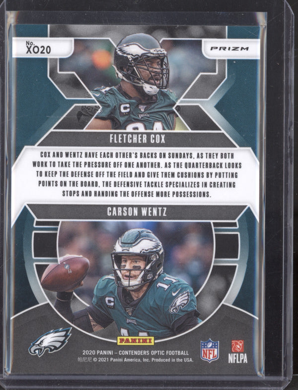 Fletcher Cox Carson Wentz 2020 Panini Contenders Optic X's and O's