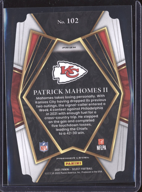 Patrick Mahomes II 2021 Panini Select 102 Black Gold Die Cut