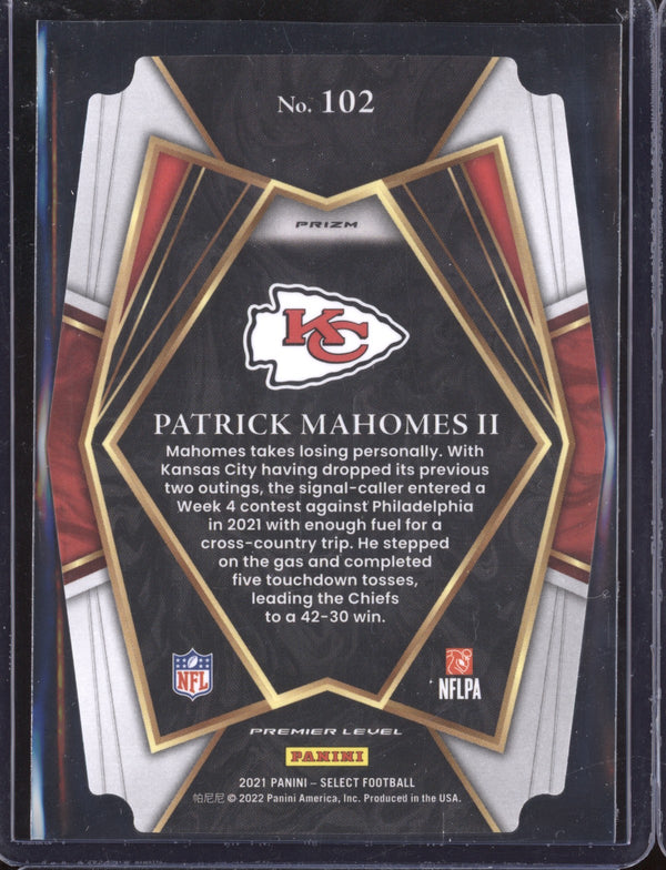 Patrick Mahomes II 2021 Panini Select 102 Black Gold Die Cut