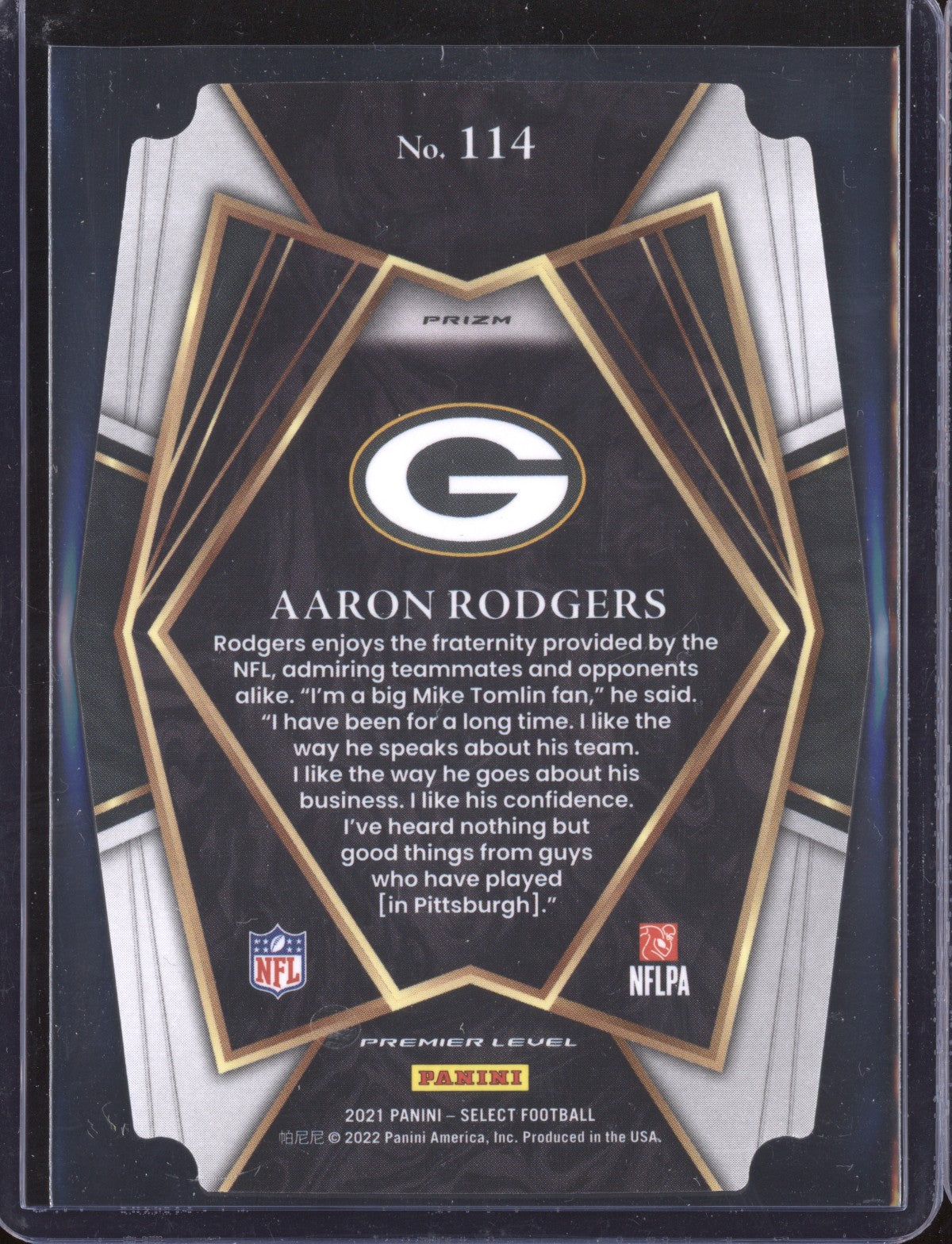 Aaron Rodgers 2021 Panini Select 114 Black Gold Die Cut