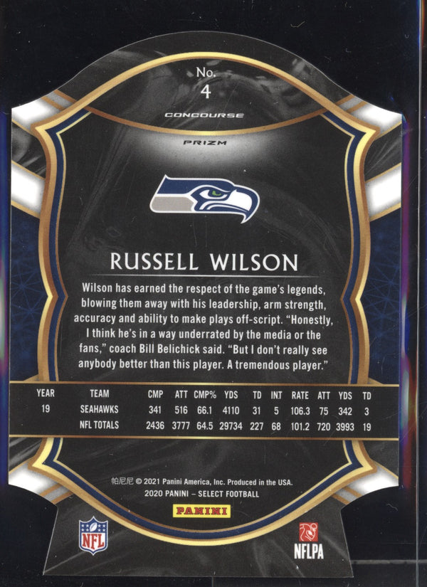 Russell Wilson 2020 Panini Select Concourse Red Die Cut
