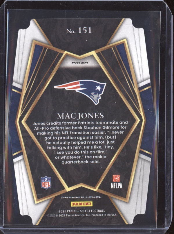 Mac Jones 2021 Panini Select 151 Black Gold Die Cut RC