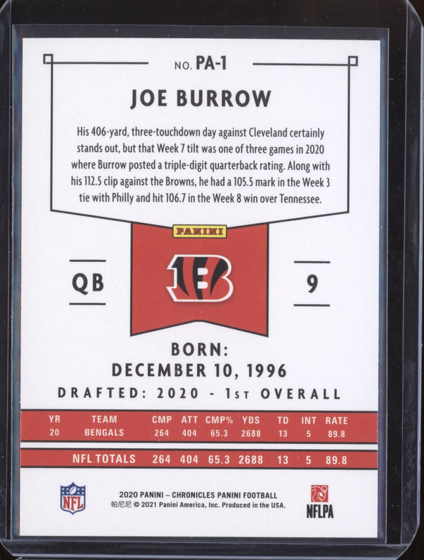 Joe Burrow 2020 Panini Chronicles PA-1 Panini RC