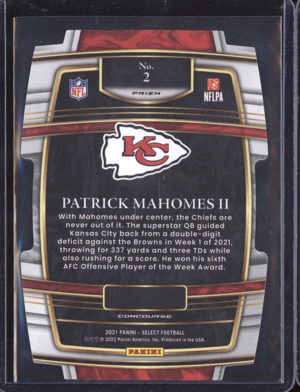 Patrick Mahomes II 2021 Panini Select 2 Black Gold Die Cut