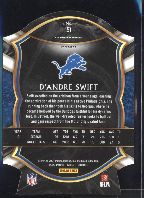 D'Andre Swift 2020 Panini Select Concourse Red Die Cut RC