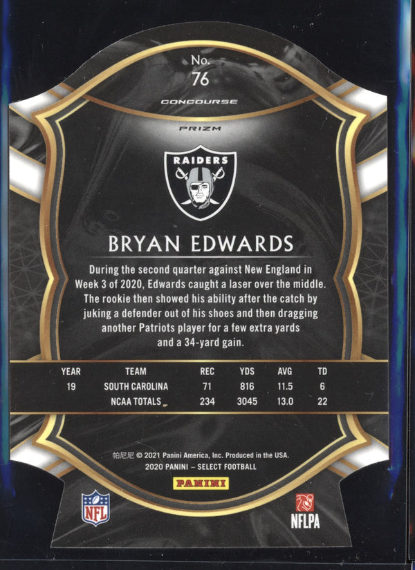 Bryan Edwards 2020 Panini Select Concourse Red Die Cut RC