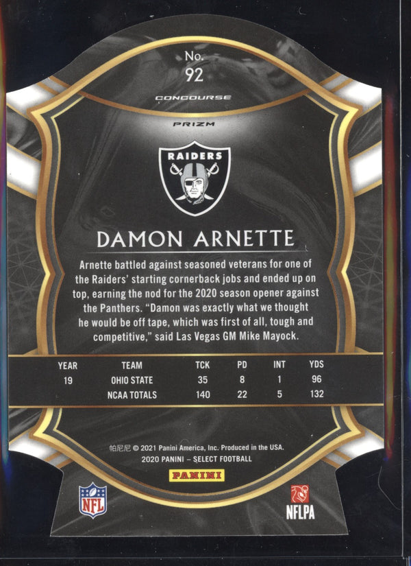 Damon Arnette 2020 Panini Select Concourse Red Die Cut RC