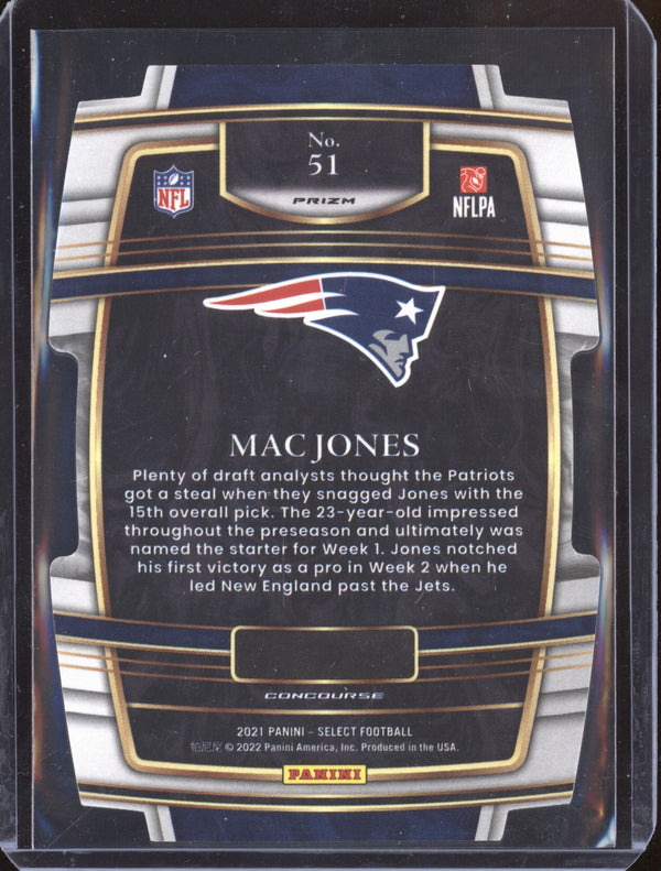 Mac Jones 2021 Panini Select 51 Black Gold Die Cut RC