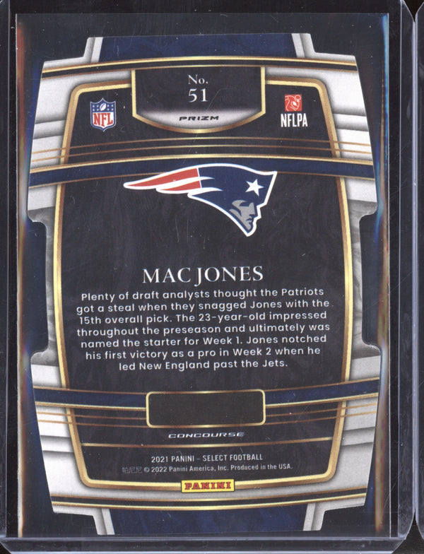 Mac Jones 2021 Panini Select 51 Black Gold Die Cut RC