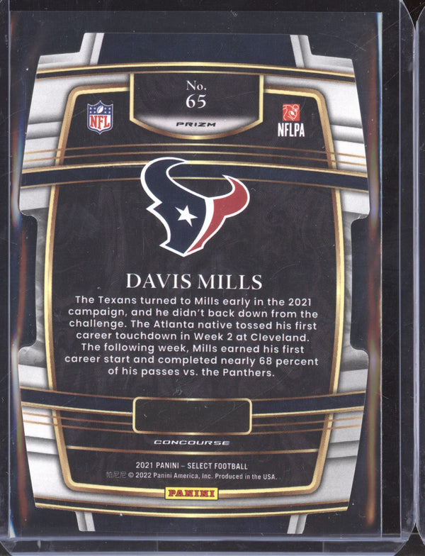 Davis Mills 2021 Panini Select 65 Black Gold Die Cut RC