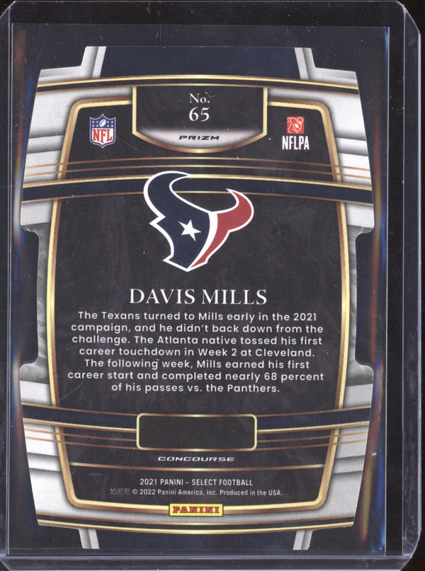 Davis Mills 2021 Panini Select 65 Black Gold Die Cut RC