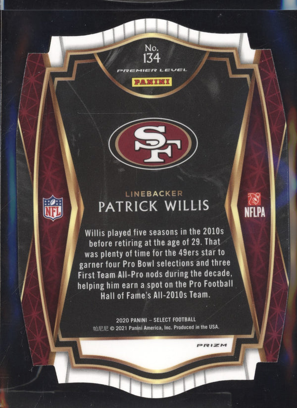 Patrick Willis 2020 Panini Select Premier Level Tri-Color Die Cut