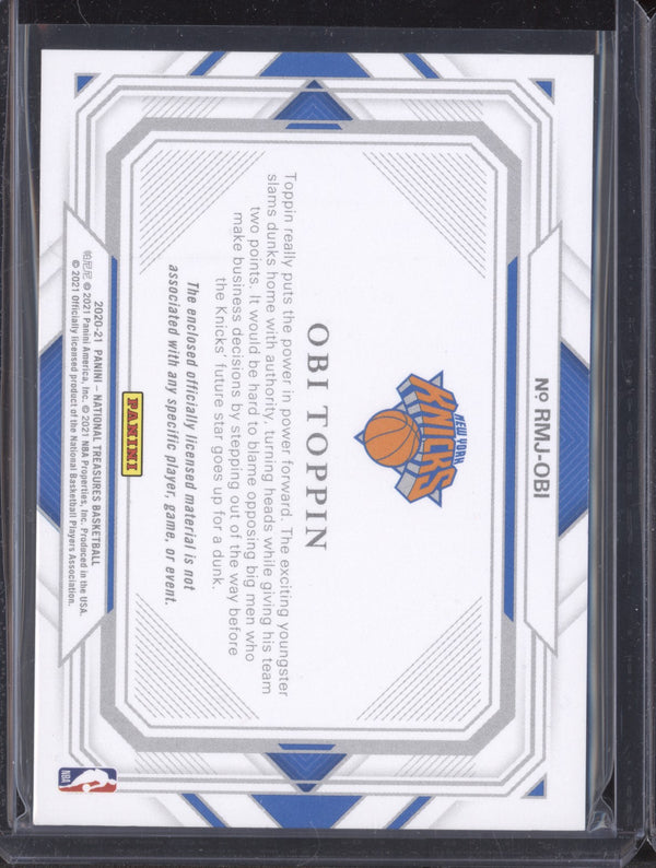 Obi Toppin 2020-21 Panini National Treasures RMJ-OBI Rookie Materials Jumbo Jersey RC 83/99