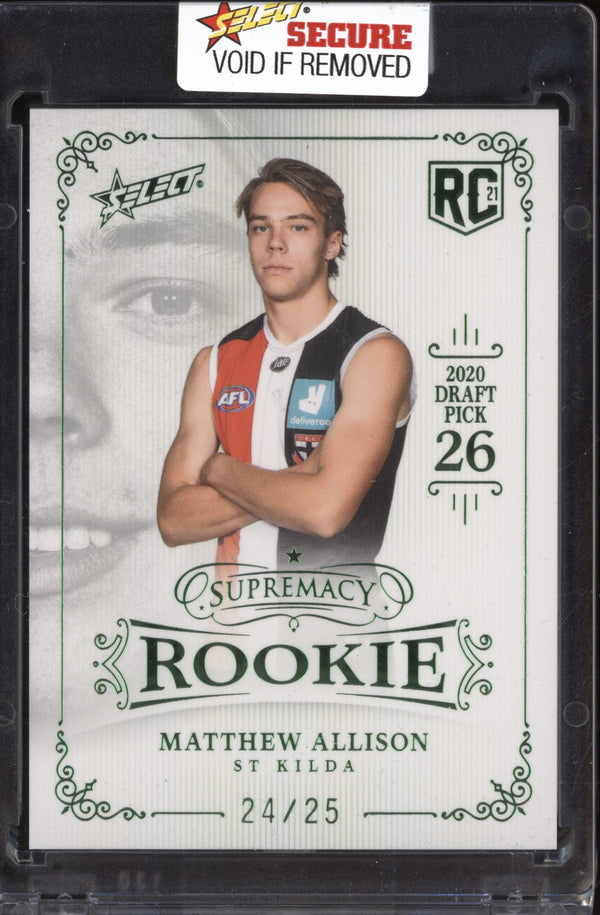 Matthew Allison 2021 Select Supremacy Green Rookie RC 24/25