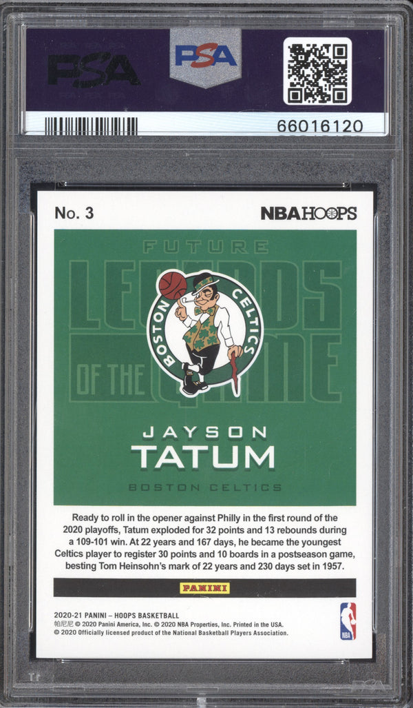 Jayson Tatum 2020-21 Panini Hoops Future Legends of the Game Gold POP 1 03/10 PSA 10