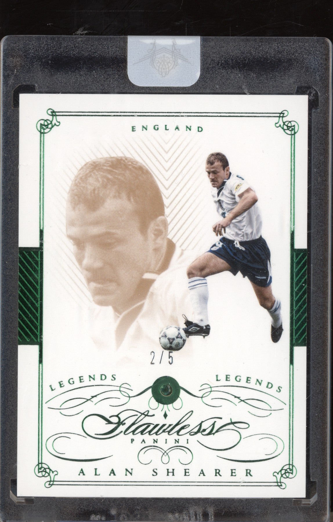 Alan Shearer 2015-16 Panini Flawless Soccer 123 Legends Emerald Gems 2/5