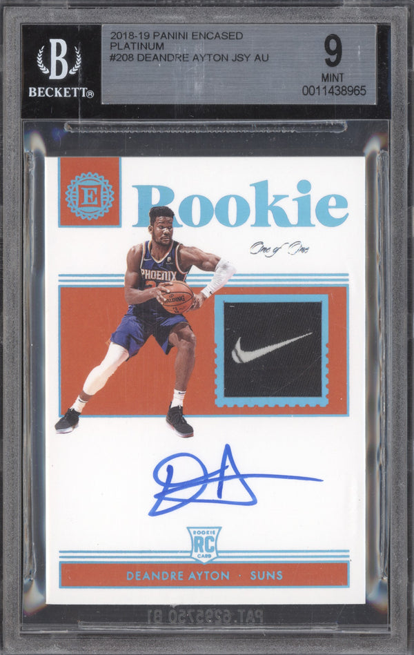DeAndre Ayton 2018-19 Panini Encased Jersey Auto Patch Nike Tag RC 1/1 BGS 9/10