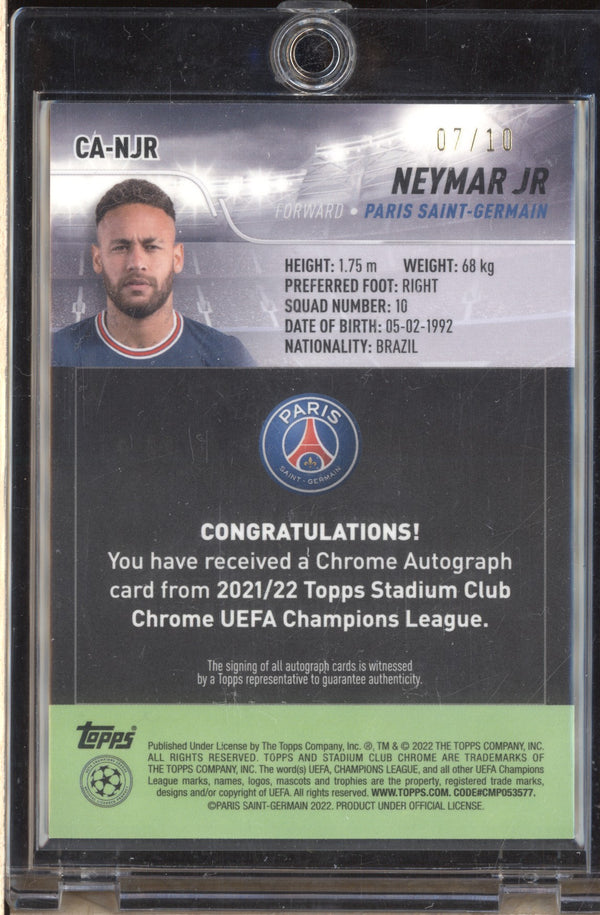 Neymar Jr 2021-22 Topps Stadium Club Chrome CA-NJR Auto Black 7/10
