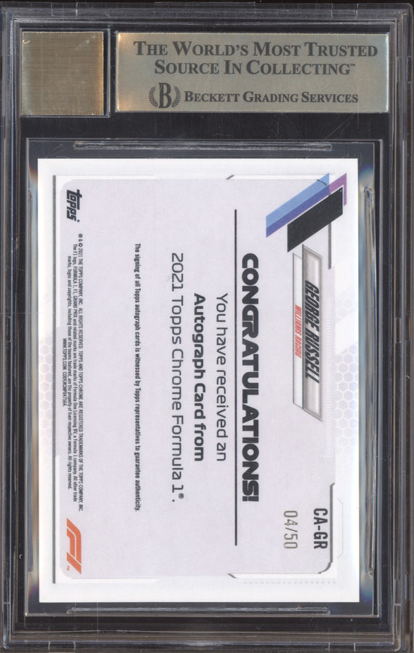 George Russell 2021 Topps Chrome Formula 1 CA-GR Gold Auto 4/50 BGS 9.5/9