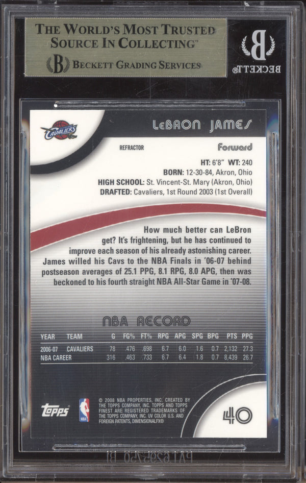 LeBron James 2007-08 Topps Finest 40 Refractor BGS 9.5