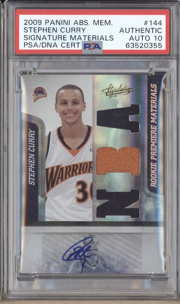 Stephen Curry 2009 Panini Absolute Rookie Jersey Auto RC 116/499 PSA Authentic/10