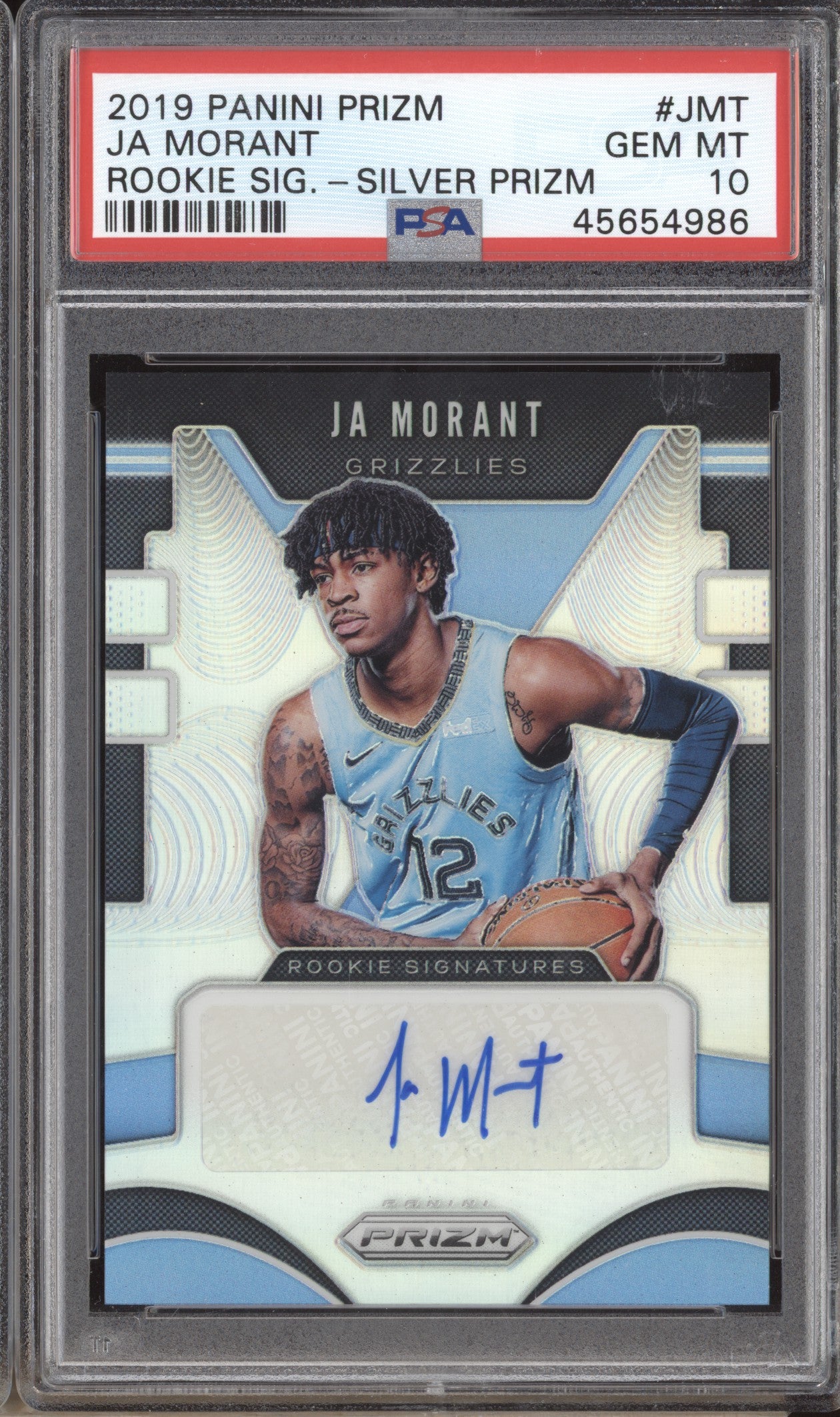 Ja Morant 2019-20 Panini Prizm RS-JMT Rookie Signatures Silver Auto RC PSA 10