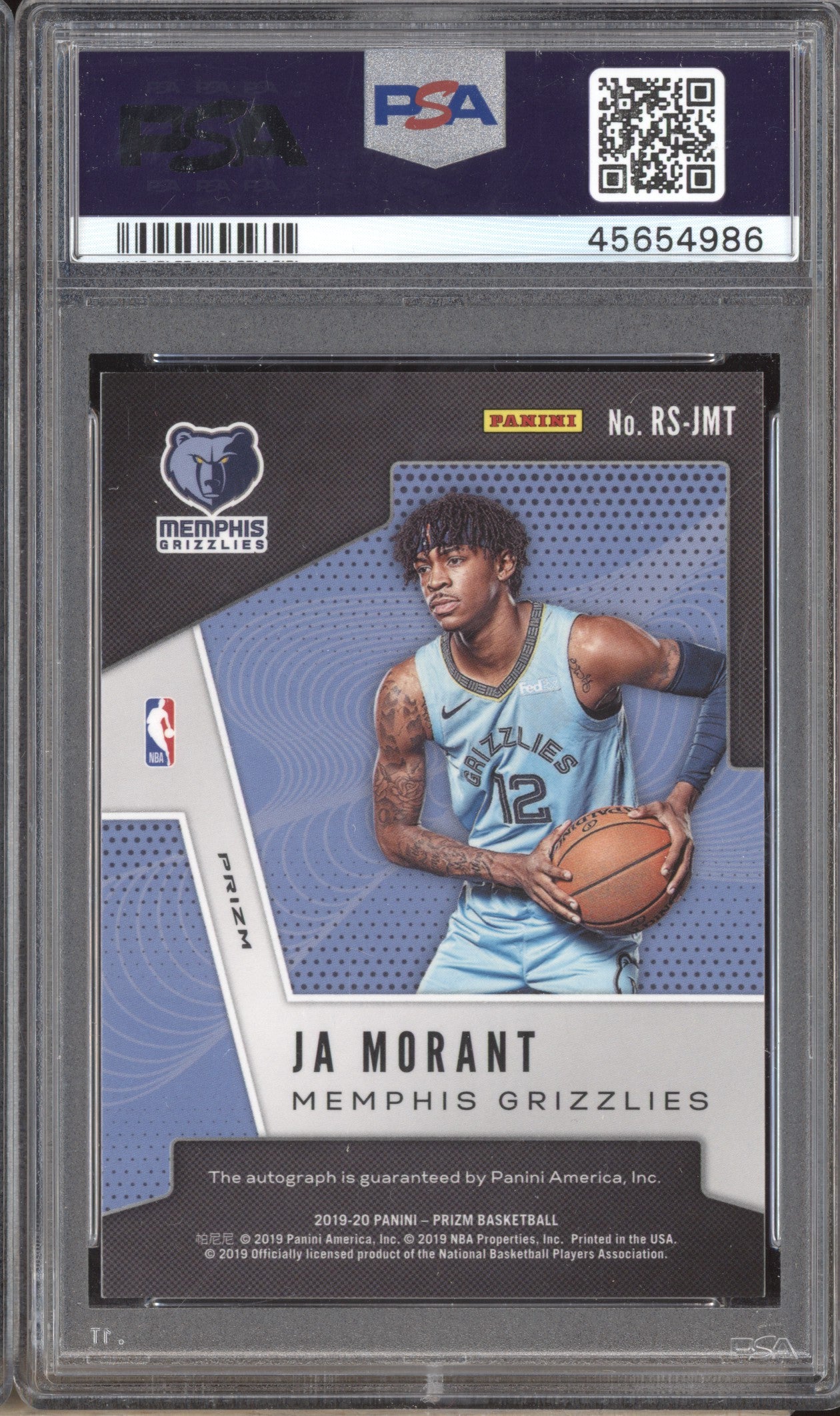 Ja Morant 2019-20 Panini Prizm RS-JMT Rookie Signatures Silver Auto RC PSA 10