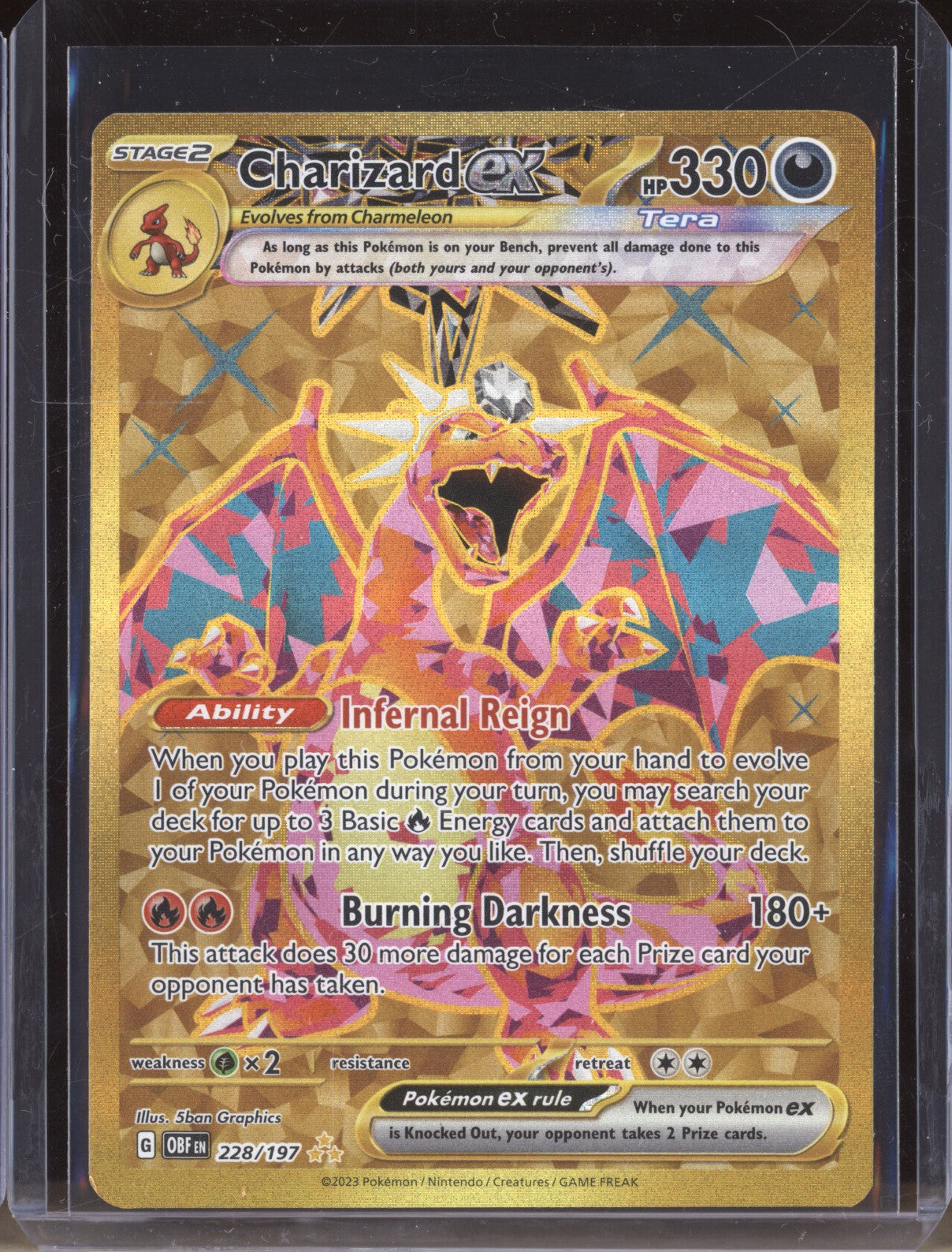 Charizard ex 2023 Pokemon Obsidian Flames 228 Hyper Rare (DAMAGED