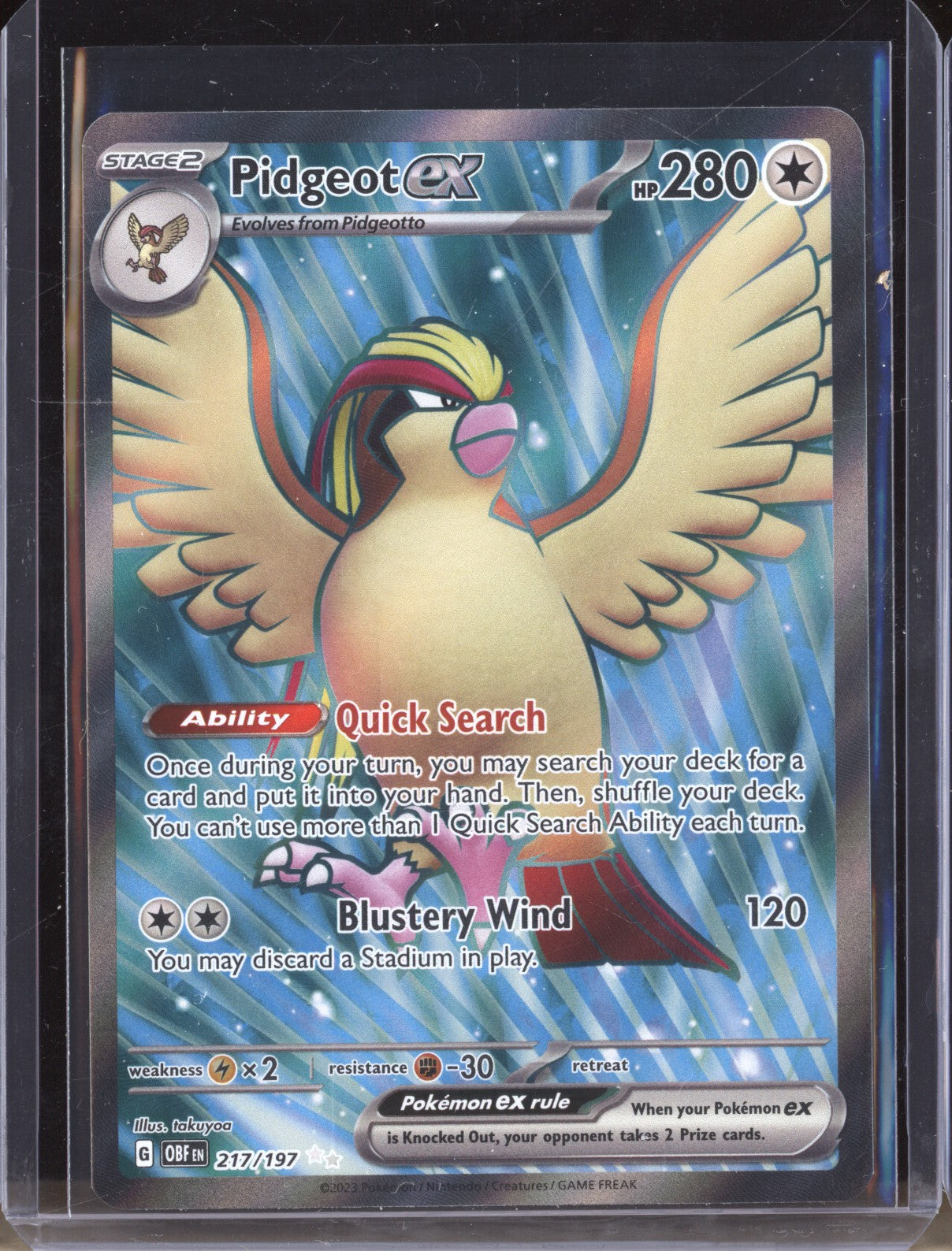 Pidgeot ex 2023 Pokemon Obsidian Flames 217 Ultra Rare - The Hobby