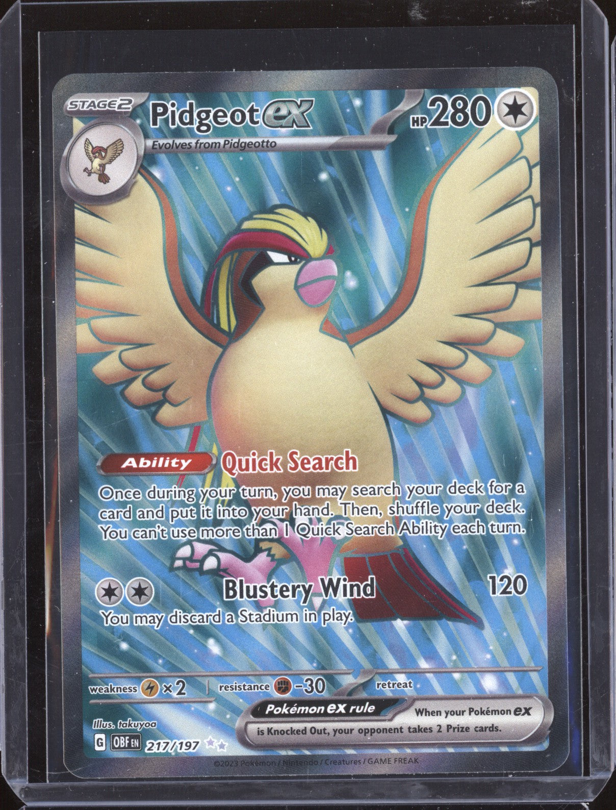 Pidgeot ex 2023 Pokemon Obsidian Flames 217 Ultra Rare