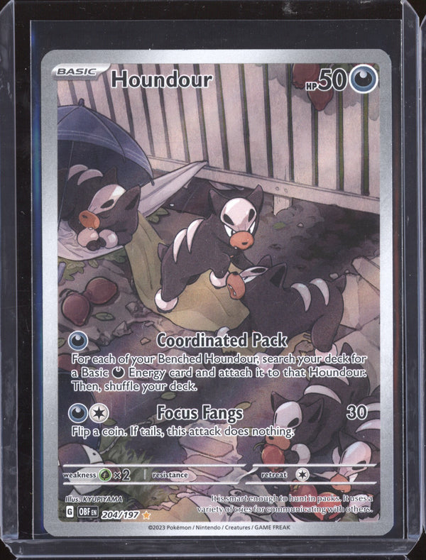 Houndour 2023 Pokemon Obsidian Flames 204 Illustration Rare