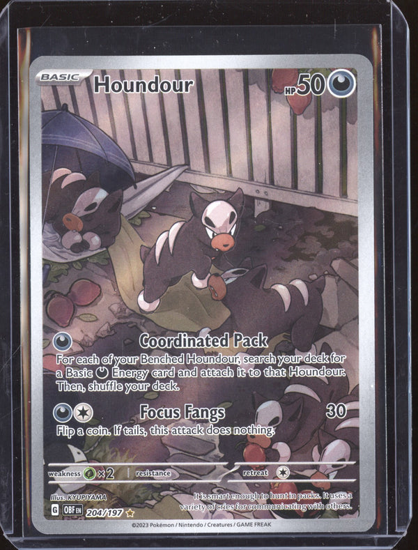 Houndour 2023 Pokemon Obsidian Flames 204 Illustration Rare