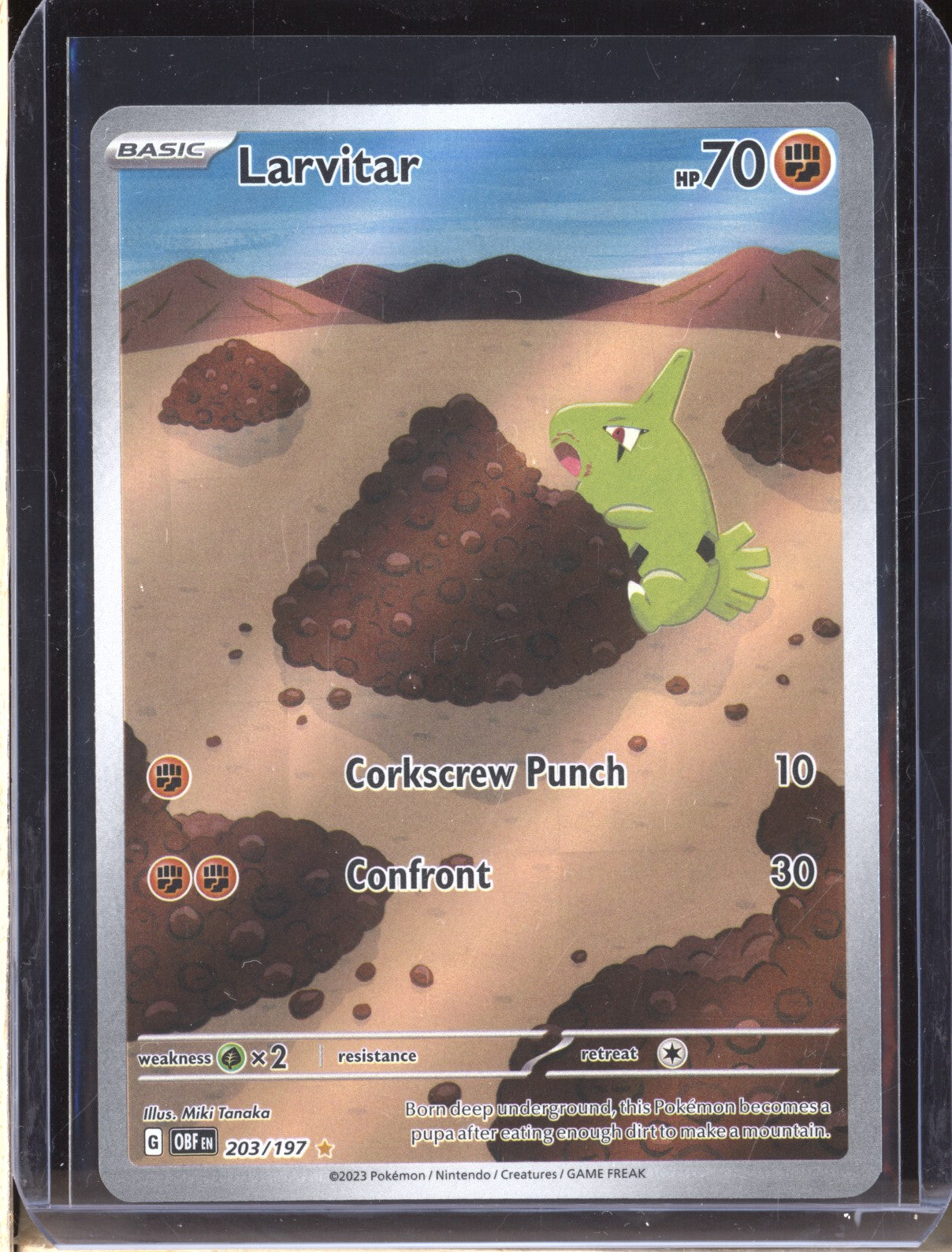 Larvitar 2023 Pokemon Obsidian Flames 203 Illustration Rare - The