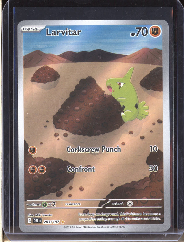 Larvitar 2023 Pokemon Obsidian Flames 203 Illustration Rare