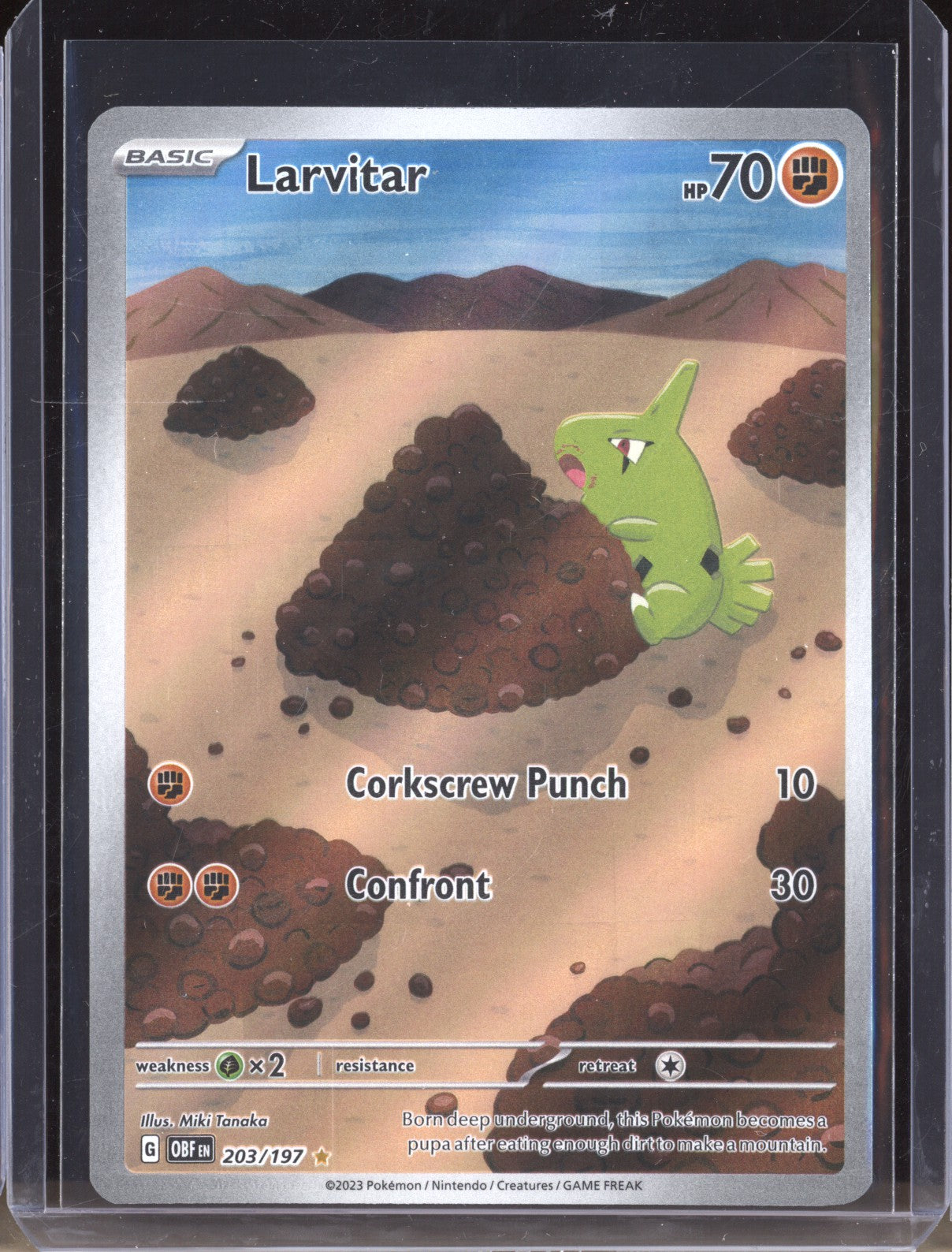 Larvitar 2023 Pokemon Obsidian Flames 203 Illustration Rare - The