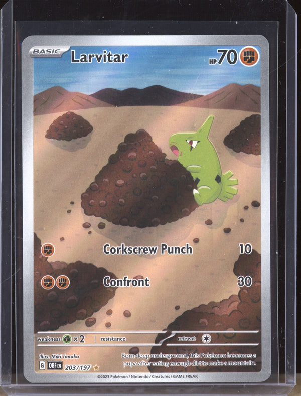 Larvitar 2023 Pokemon Obsidian Flames 203 Illustration Rare