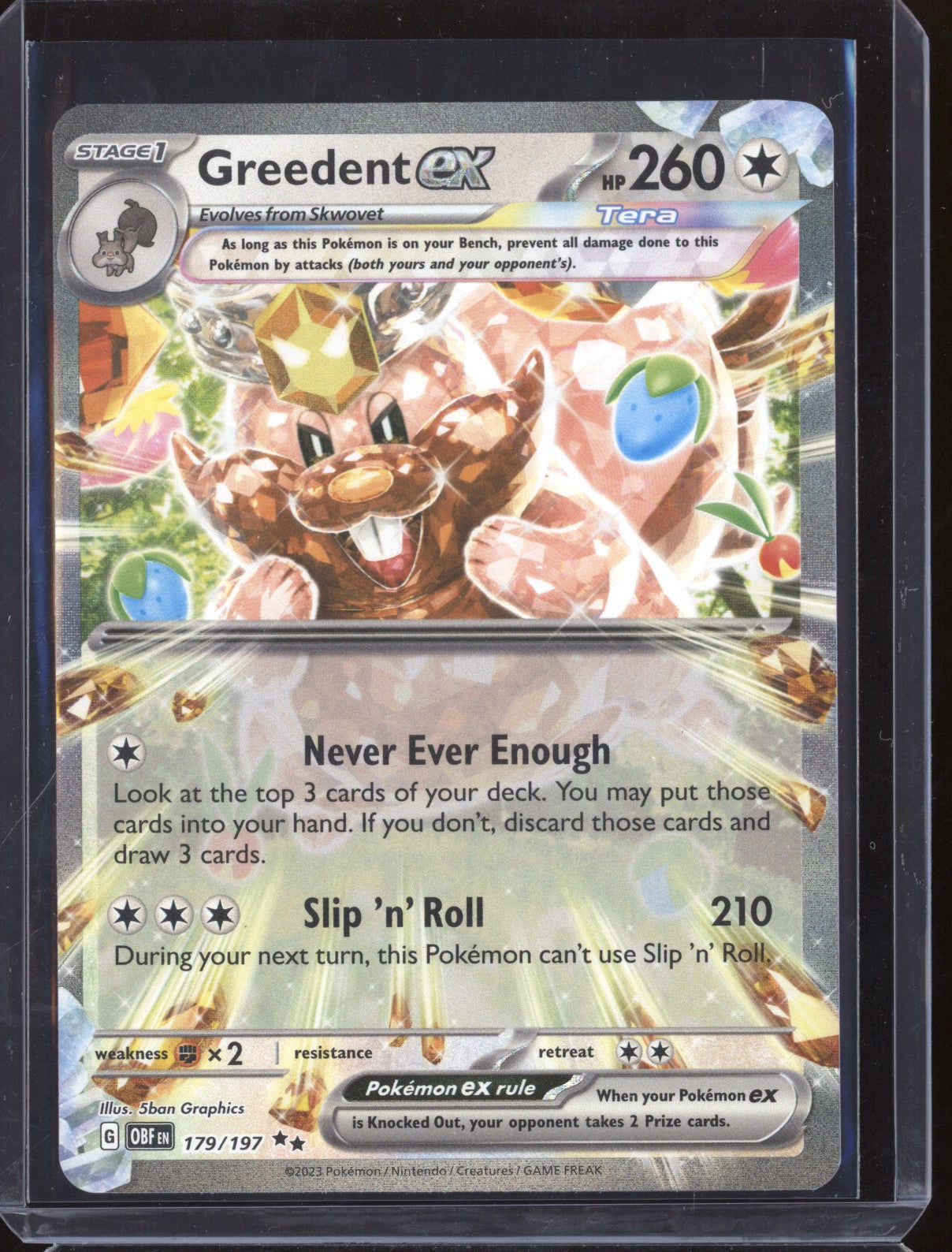 Greedent ex 2023 Pokemon Obsidian Flames 179 Double Rare