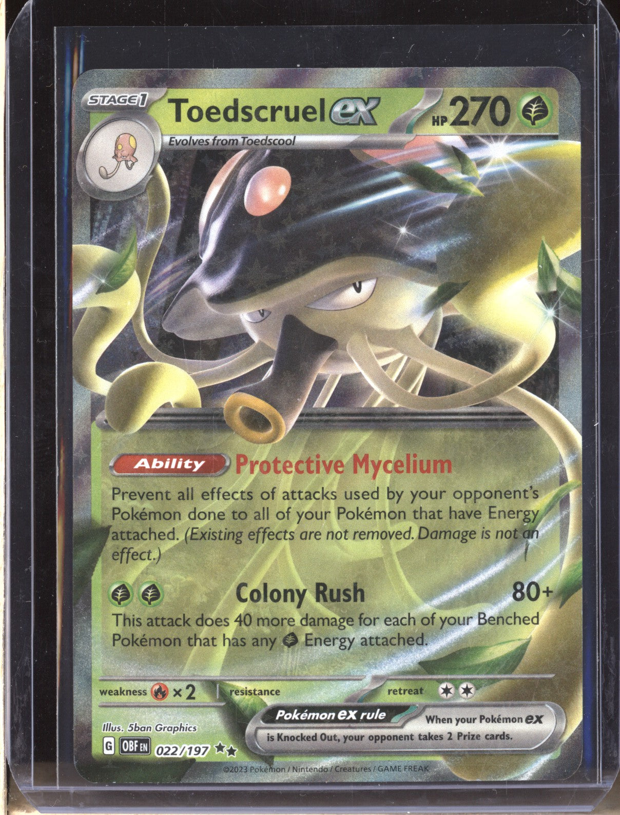 Toedscruel ex 2023 Pokemon Obsidian Flames 22 Double Rare