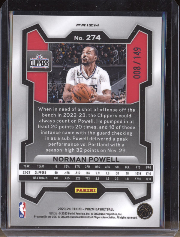 Norman Powell 2023-24 Panini Prizm 274 Purple Ice 8/149