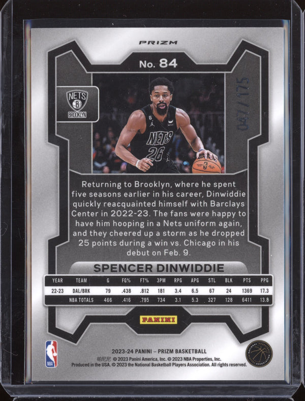 Spencer Dinwiddie 2023-24 Panini Prizm 84 White 47/175