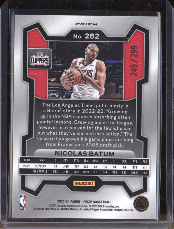 Nicolas Batum 2023-24 Panini Prizm 262 Red 249/299