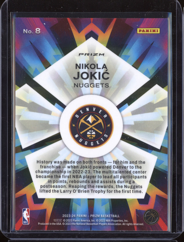 Nikola Jokic 2023-24 Panini Prizm 8 Silver Kaleidoscopic