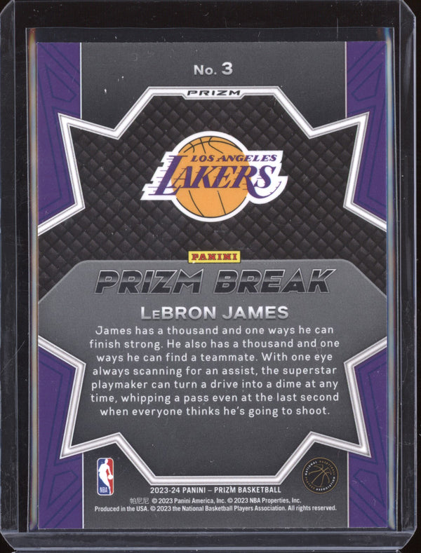 Lebron James 2023-24 Panini Prizm 3 Silver Prizm Break