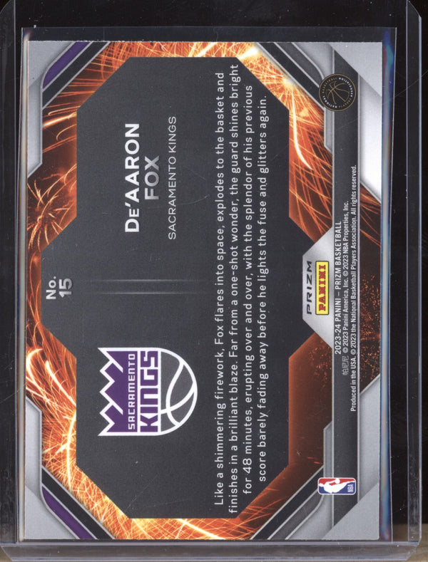 De'Aaron Fox 2023-24 Panini Prizm 15 Silver Fireworks