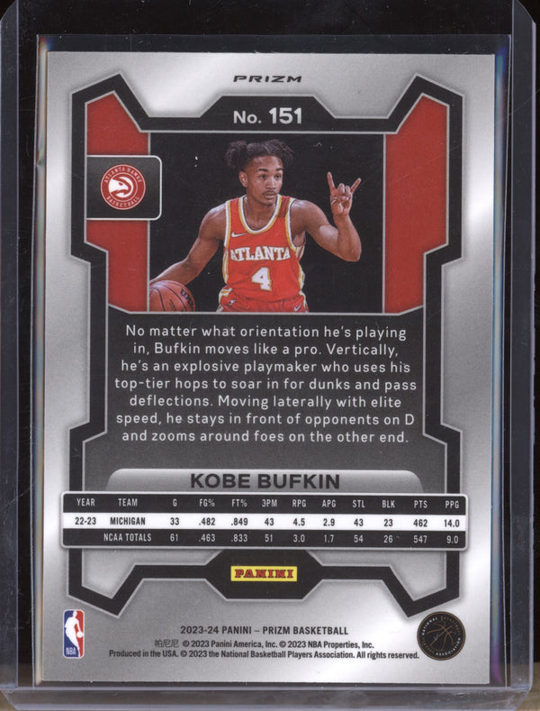 Kobe Bufkin 2023-24 Panini Prizm 151 Silver RC