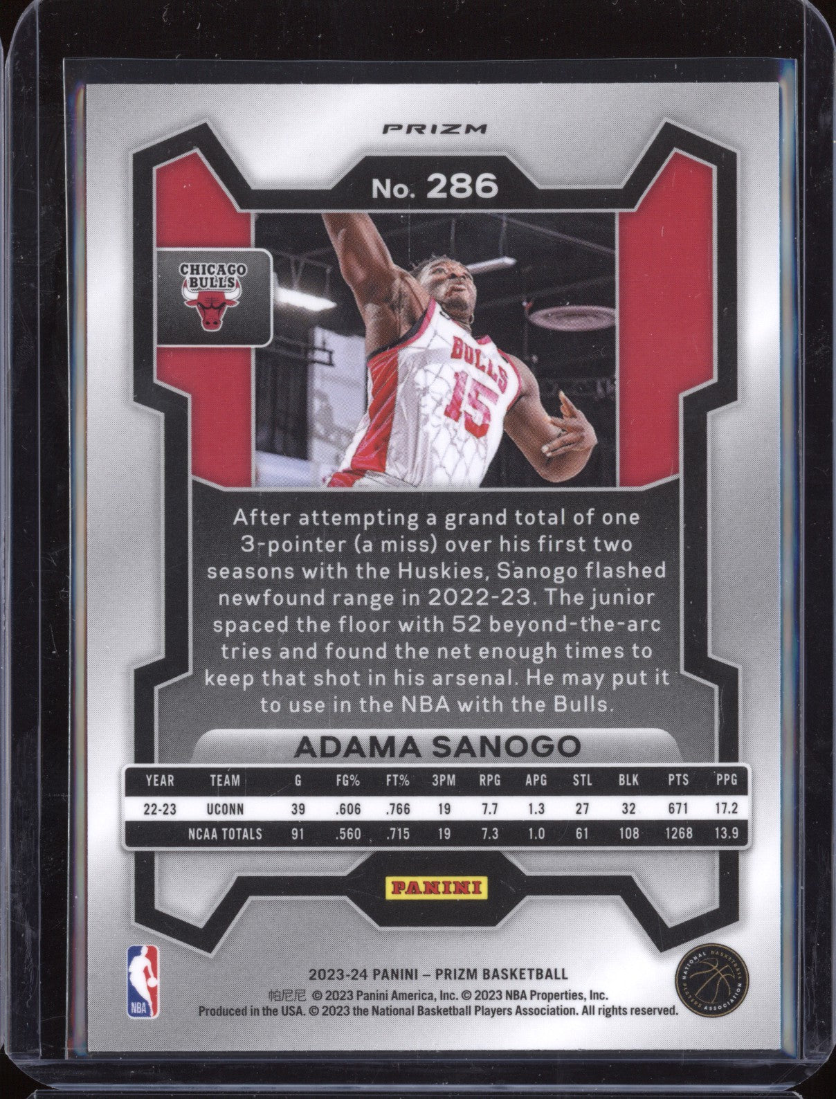 Adama Sanogo 2023-24 Panini Prizm 286 Silver RC